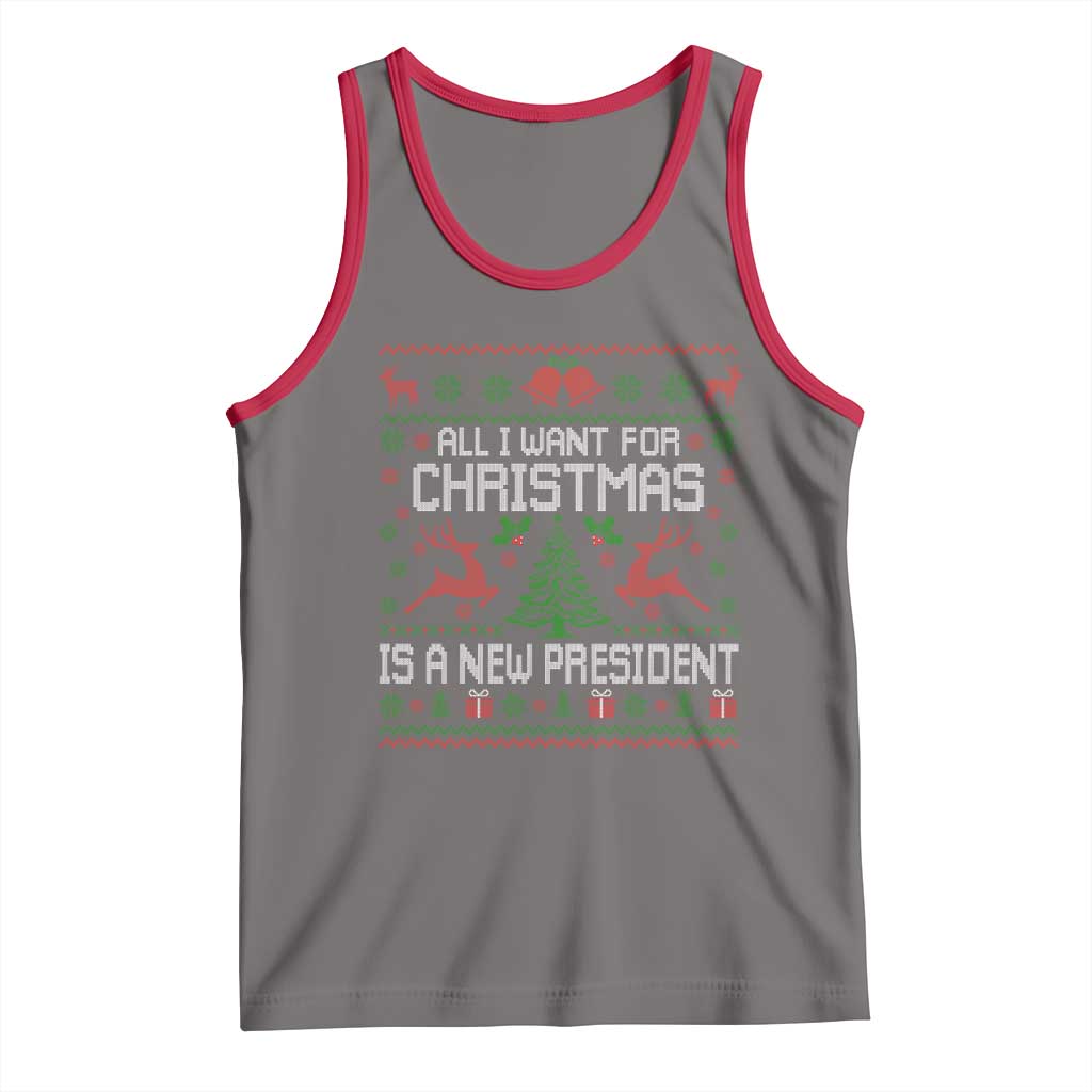All I Want For Christmas Is A New President Tank Top Funny Xmas Political Satire TS11 Deep Heather Red Print Your Wear