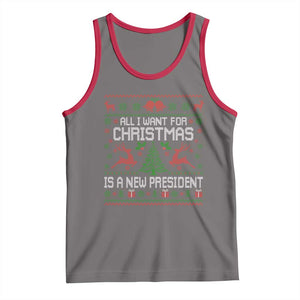 All I Want For Christmas Is A New President Tank Top Funny Xmas Political Satire TS11 Deep Heather Red Print Your Wear