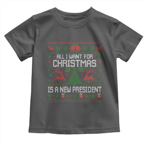 All I Want For Christmas Is A New President Toddler T Shirt Funny Xmas Political Satire TS11 Dark Heather Print Your Wear