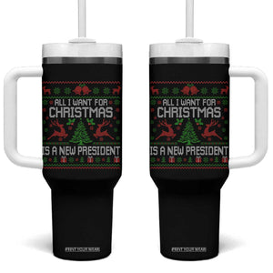 All I Want For Christmas Is A New President Tumbler With Handle Funny Xmas Political Satire TS11 One Size: 40 oz Black Print Your Wear
