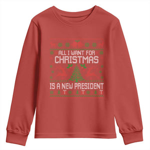 All I Want For Christmas Is A New President Youth Sweatshirt Funny Xmas Political Satire TS11 Red Print Your Wear