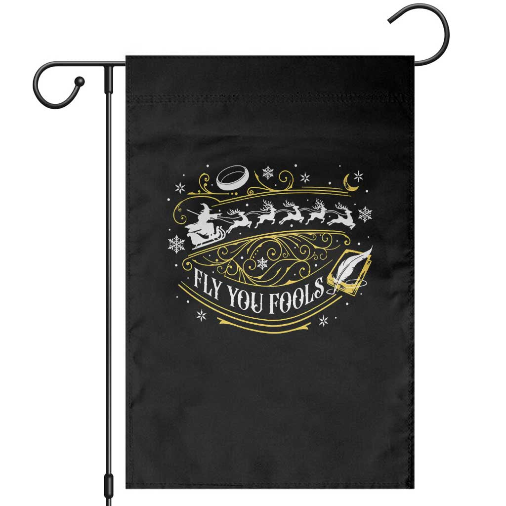 Funny Fly You Fools Christmas Garden Flag Fantasy Movie Wizard Santa Sleigh TS11 Black Print Your Wear