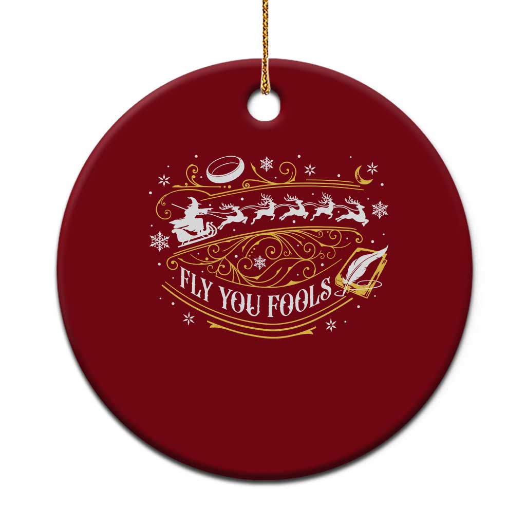 Funny Fly You Fools Christmas Ceramic Ornament Fantasy Movie Wizard Santa Sleigh TS11 1pc Red Print Your Wear