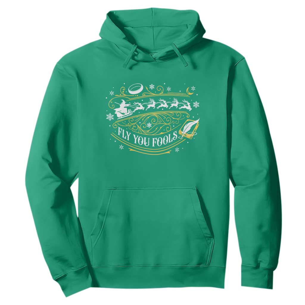 Funny Fly You Fools Christmas Hoodie Fantasy Movie Wizard Santa Sleigh TS11 Irish Green Print Your Wear