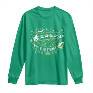 Funny Fly You Fools Christmas Long Sleeve Shirt Fantasy Movie Wizard Santa Sleigh TS11 Irish Green Print Your Wear