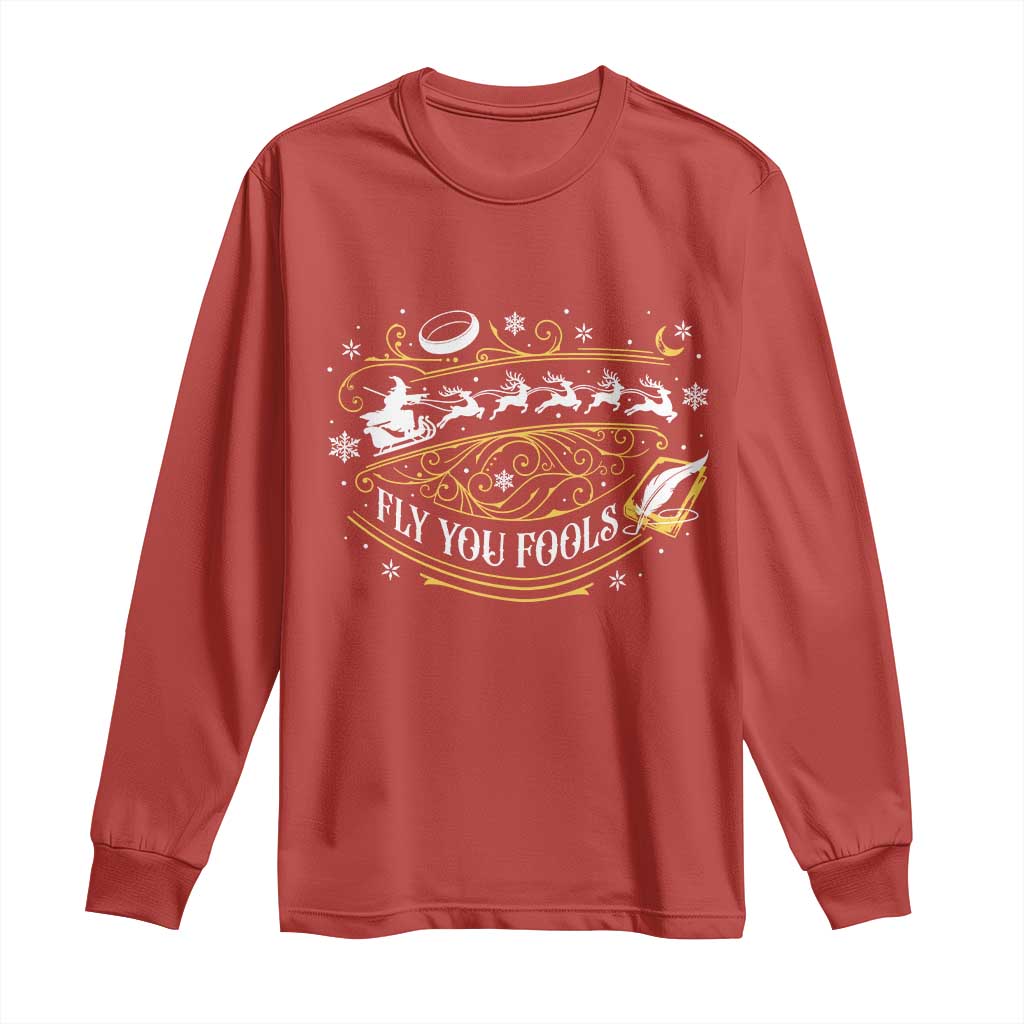 Funny Fly You Fools Christmas Long Sleeve Shirt Fantasy Movie Wizard Santa Sleigh TS11 Red Print Your Wear