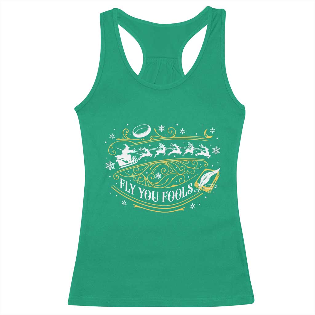 Funny Fly You Fools Christmas Racerback Tank Top Fantasy Movie Wizard Santa Sleigh TS11 Irish Green Print Your Wear