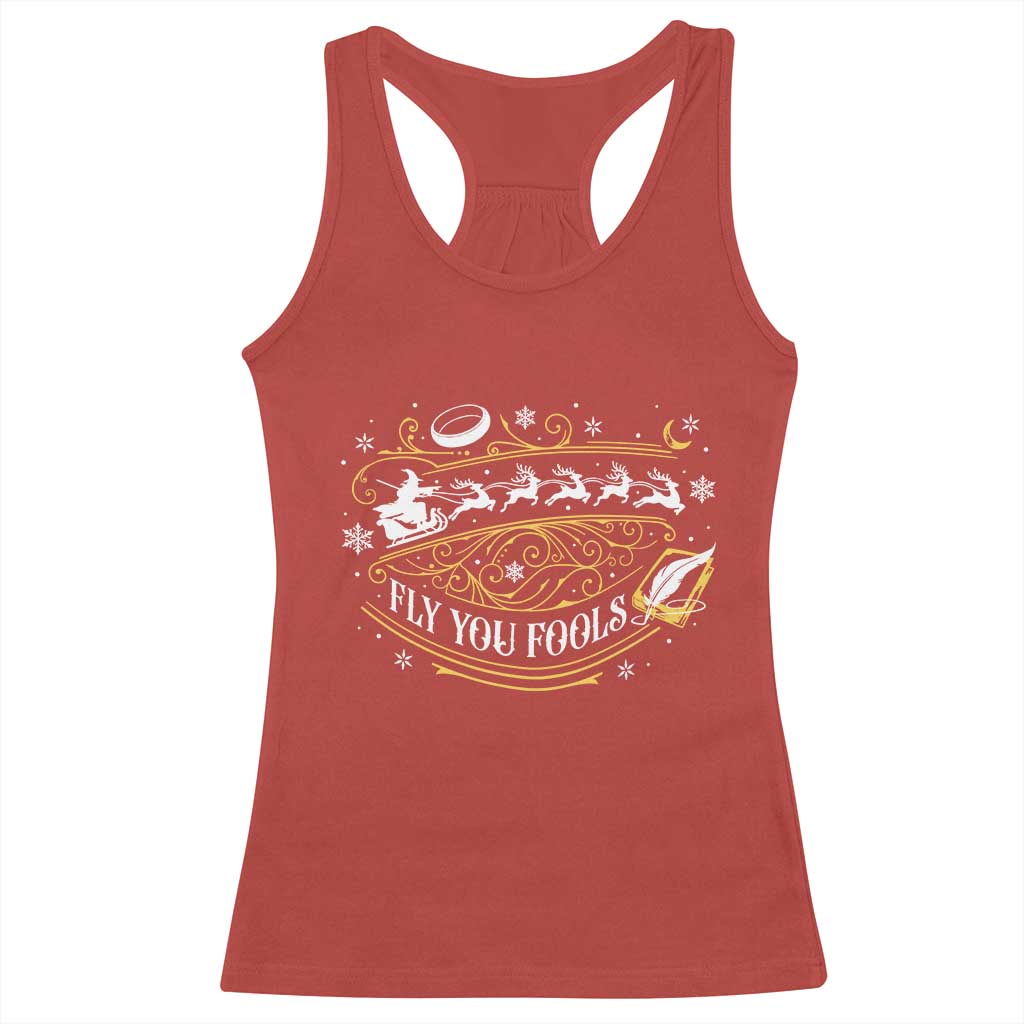 Funny Fly You Fools Christmas Racerback Tank Top Fantasy Movie Wizard Santa Sleigh TS11 Red Print Your Wear