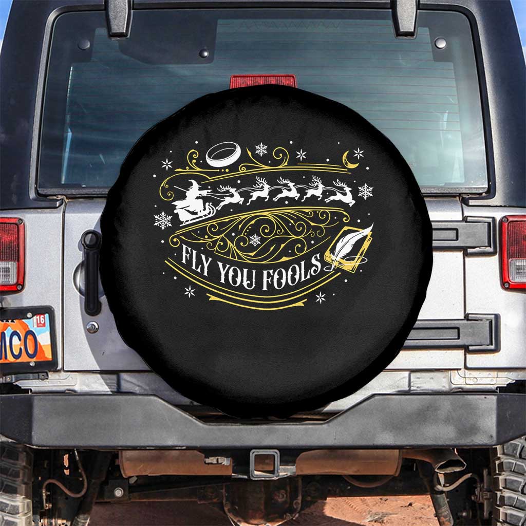 Funny Fly You Fools Christmas Spare Tire Cover Fantasy Movie Wizard Santa Sleigh TS11 No hole Black Print Your Wear