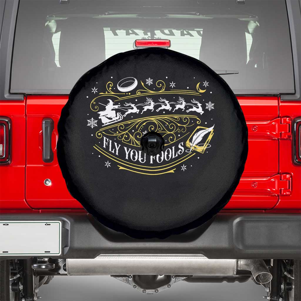 Funny Fly You Fools Christmas Spare Tire Cover Fantasy Movie Wizard Santa Sleigh TS11 Black Print Your Wear