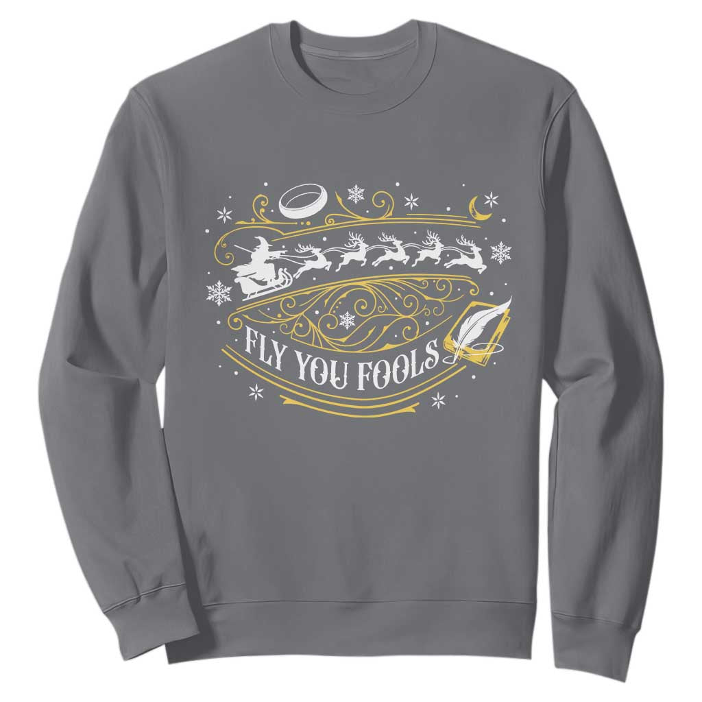 Funny Fly You Fools Christmas Sweatshirt Fantasy Movie Wizard Santa Sleigh TS11 Charcoal Print Your Wear