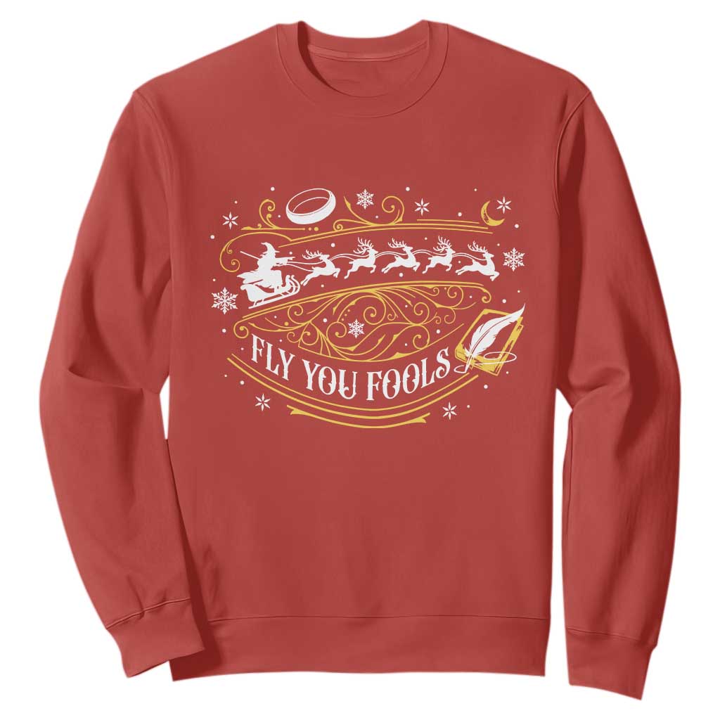 Funny Fly You Fools Christmas Sweatshirt Fantasy Movie Wizard Santa Sleigh TS11 Red Print Your Wear