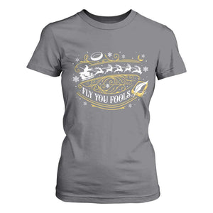 Funny Fly You Fools Christmas T Shirt For Women Fantasy Movie Wizard Santa Sleigh TS11 Charcoal Print Your Wear