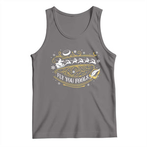 Funny Fly You Fools Christmas Tank Top Fantasy Movie Wizard Santa Sleigh TS11 Deep Heather Print Your Wear