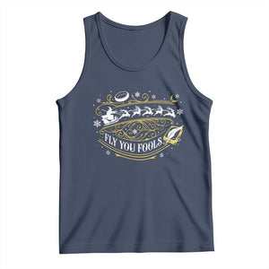Funny Fly You Fools Christmas Tank Top Fantasy Movie Wizard Santa Sleigh TS11 Navy Print Your Wear