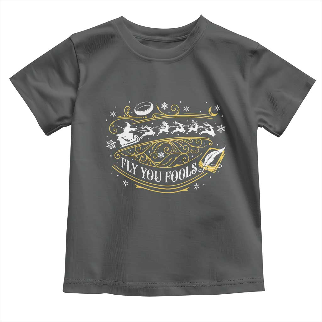 Funny Fly You Fools Christmas Toddler T Shirt Fantasy Movie Wizard Santa Sleigh TS11 Dark Heather Print Your Wear