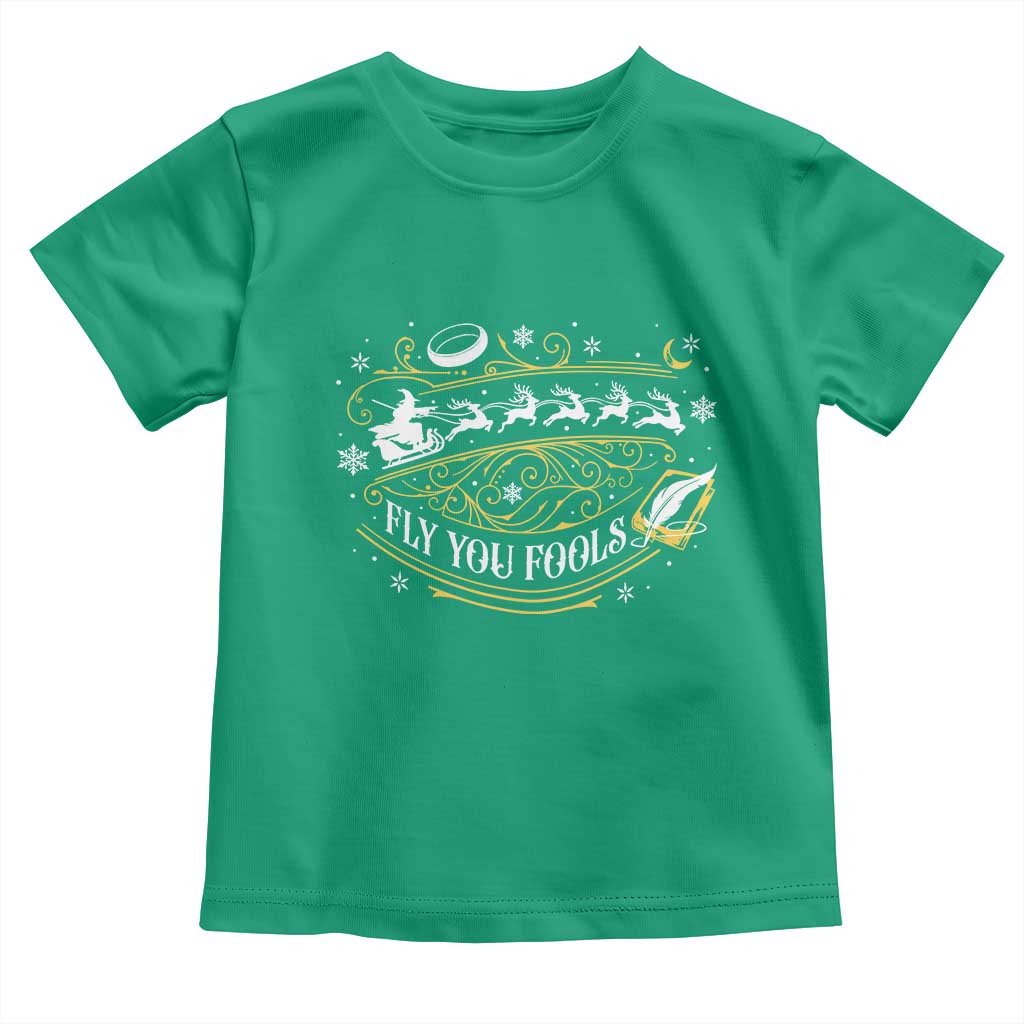 Funny Fly You Fools Christmas Toddler T Shirt Fantasy Movie Wizard Santa Sleigh TS11 Irish Green Print Your Wear
