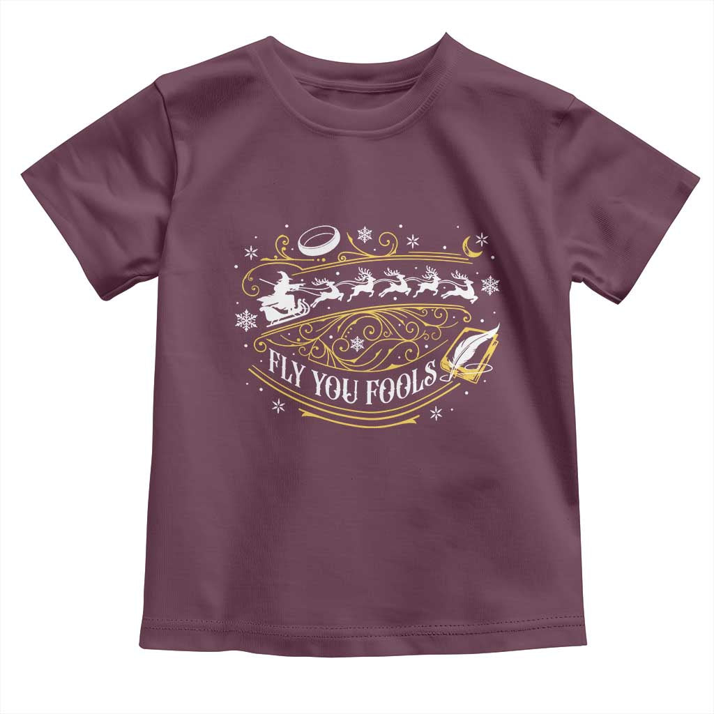 Funny Fly You Fools Christmas Toddler T Shirt Fantasy Movie Wizard Santa Sleigh TS11 Maroon Print Your Wear