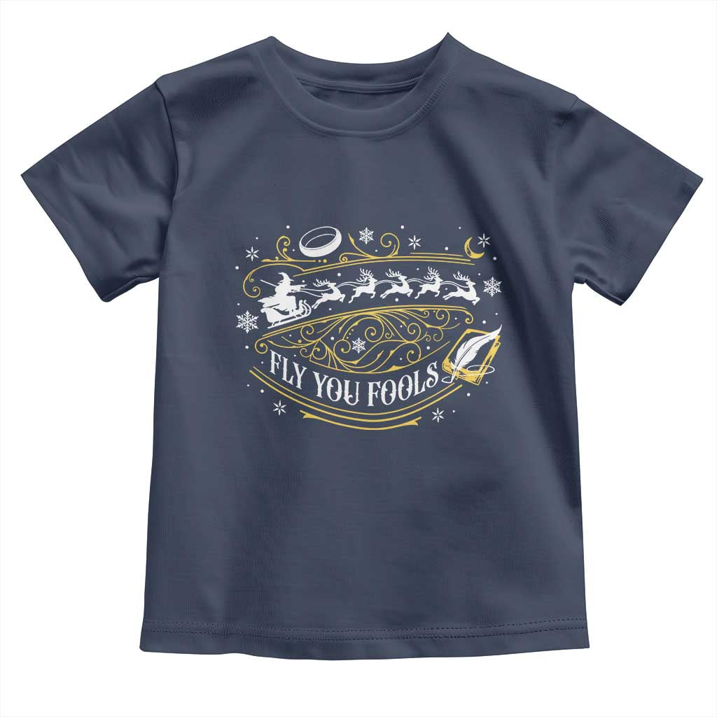 Funny Fly You Fools Christmas Toddler T Shirt Fantasy Movie Wizard Santa Sleigh TS11 Navy Print Your Wear