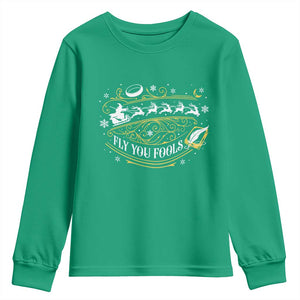 Funny Fly You Fools Christmas Youth Sweatshirt Fantasy Movie Wizard Santa Sleigh TS11 Irish Green Print Your Wear