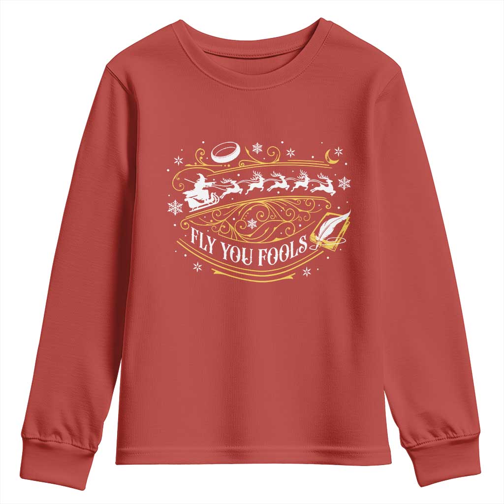 Funny Fly You Fools Christmas Youth Sweatshirt Fantasy Movie Wizard Santa Sleigh TS11 Red Print Your Wear