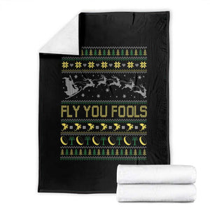 Funny Fly You Fools Christmas Throw Blanket Fantasy Movie Xmas Wizard Santa TS11 Black Print Your Wear