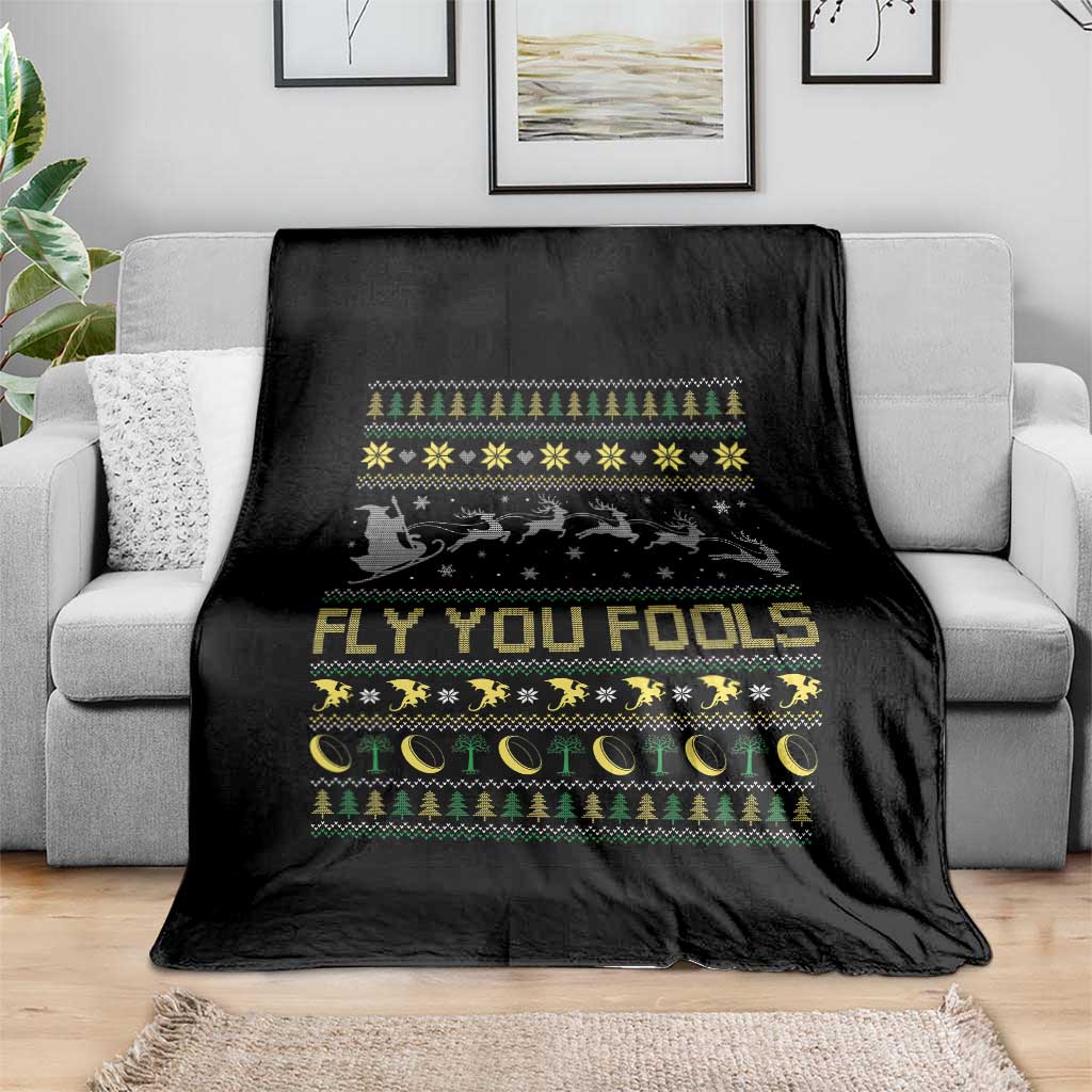 Funny Fly You Fools Christmas Throw Blanket Fantasy Movie Xmas Wizard Santa TS11 Print Your Wear