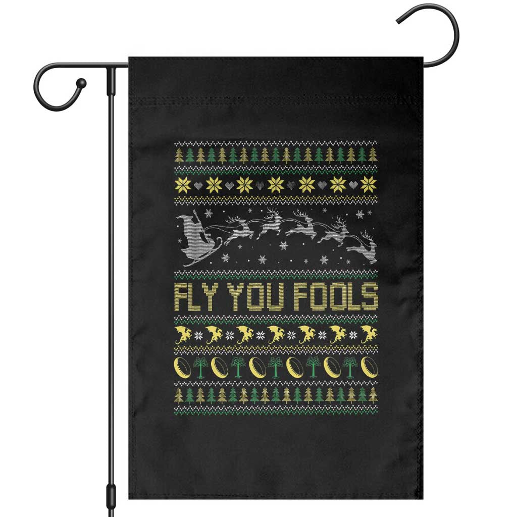 Funny Fly You Fools Christmas Garden Flag Fantasy Movie Xmas Wizard Santa TS11 Black Print Your Wear