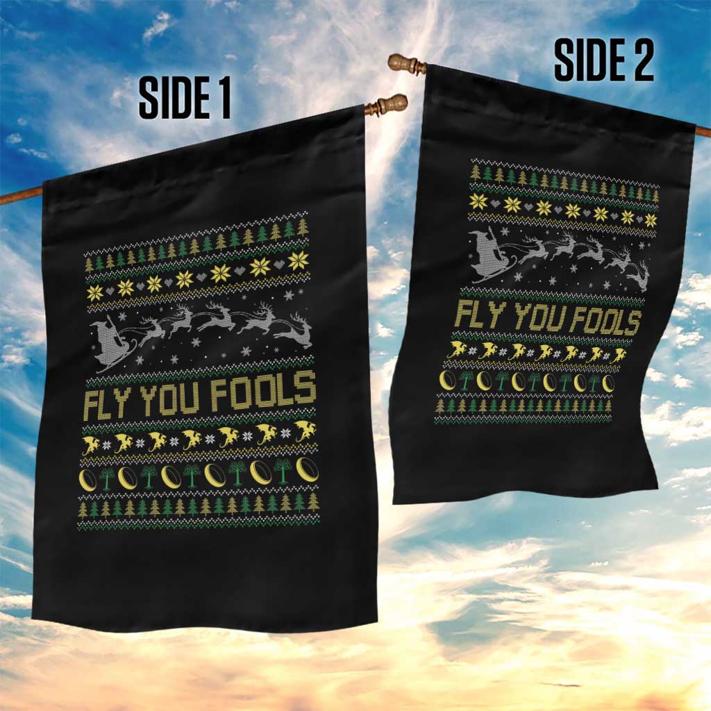 Funny Fly You Fools Christmas Garden Flag Fantasy Movie Xmas Wizard Santa TS11 Print Your Wear