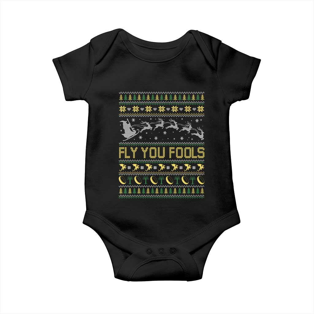 Funny Fly You Fools Christmas Baby Onesie Fantasy Movie Xmas Wizard Santa TS11 Black Print Your Wear