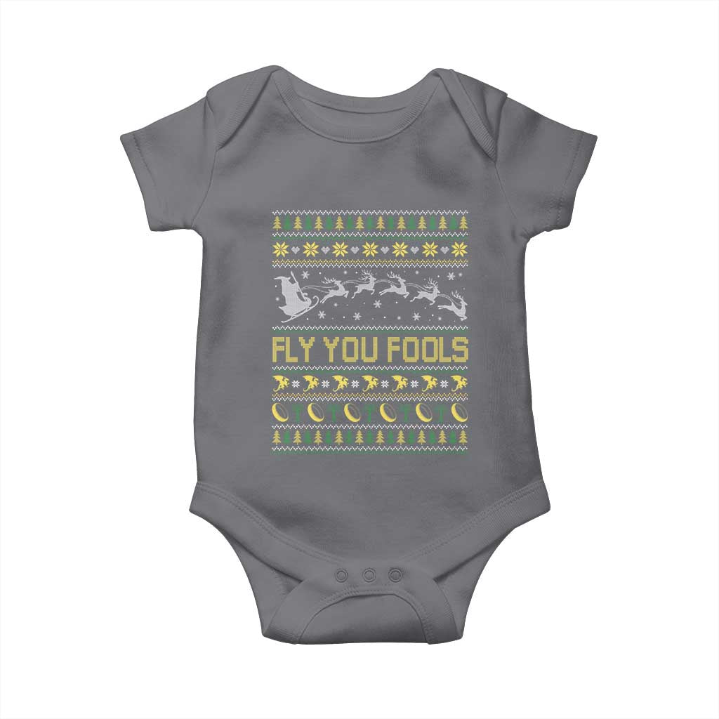 Funny Fly You Fools Christmas Baby Onesie Fantasy Movie Xmas Wizard Santa TS11 Charcoal Print Your Wear