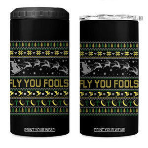Funny Fly You Fools Christmas 4 in 1 Can Cooler Tumbler Fantasy Movie Xmas Wizard Santa TS11 One Size: 16 oz Black Print Your Wear