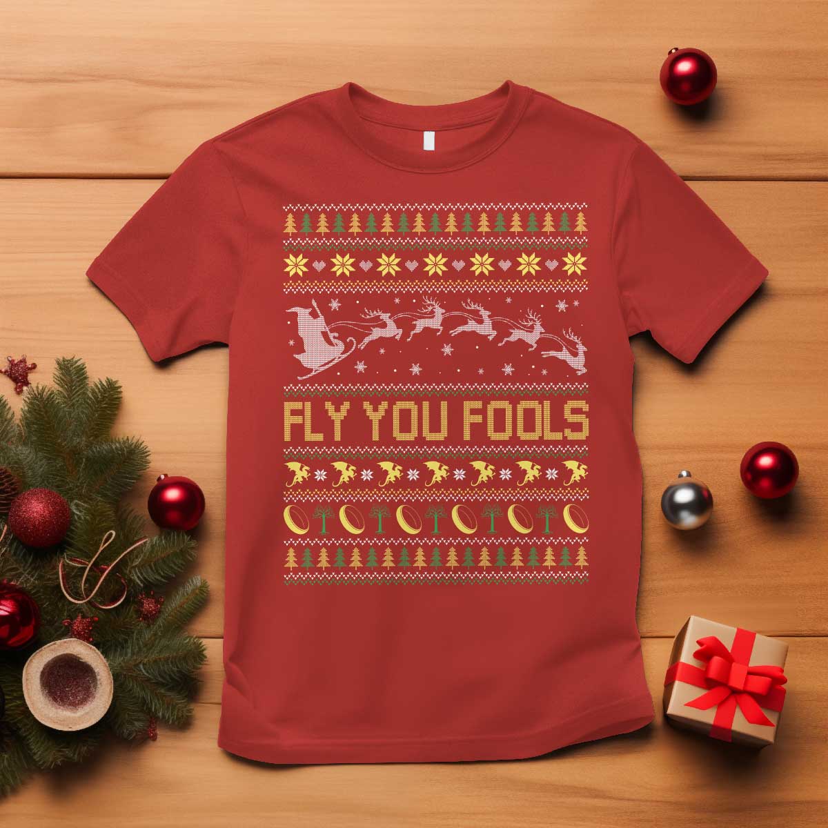 Funny Fly You Fools Christmas T Shirt Fantasy Movie Xmas Wizard Santa TS11 Red Print Your Wear