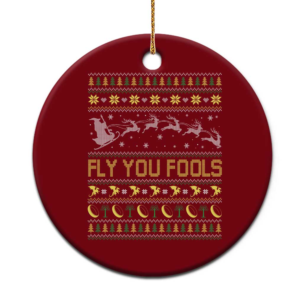 Funny Fly You Fools Christmas Ceramic Ornament Fantasy Movie Xmas Wizard Santa TS11 1pc Red Print Your Wear