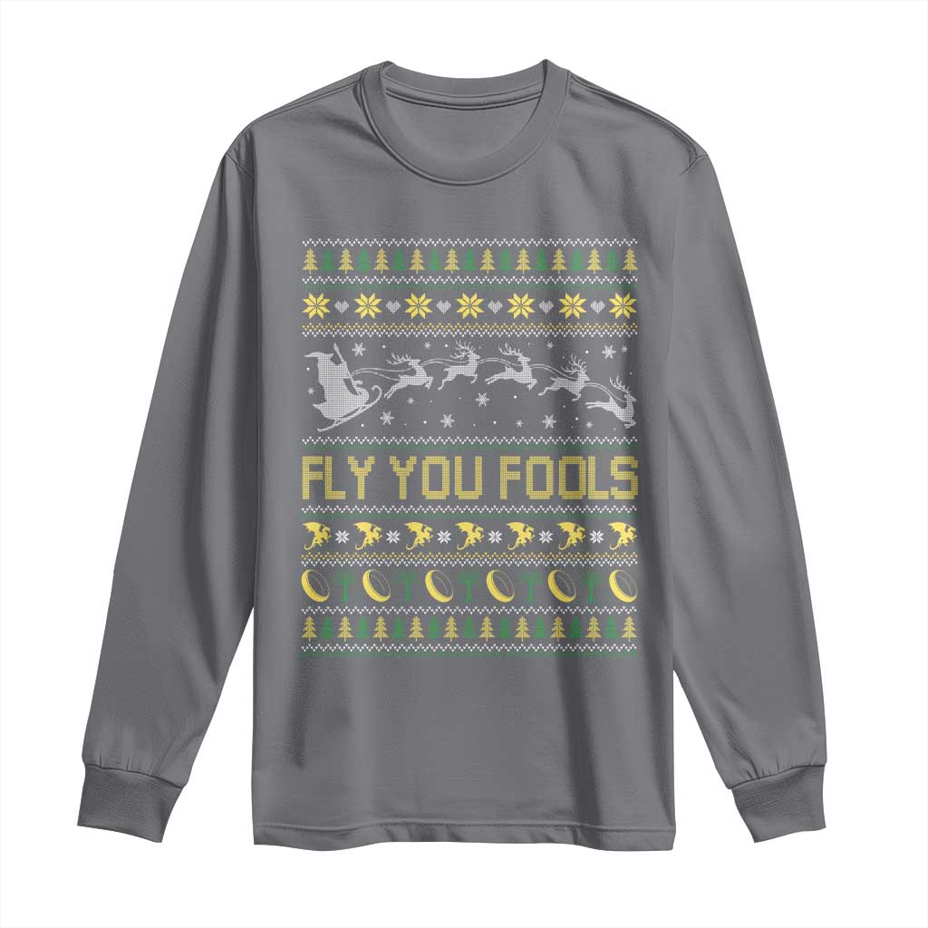 Funny Fly You Fools Christmas Long Sleeve Shirt Fantasy Movie Xmas Wizard Santa TS11 Charcoal Print Your Wear