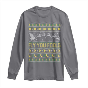 Funny Fly You Fools Christmas Long Sleeve Shirt Fantasy Movie Xmas Wizard Santa TS11 Charcoal Print Your Wear
