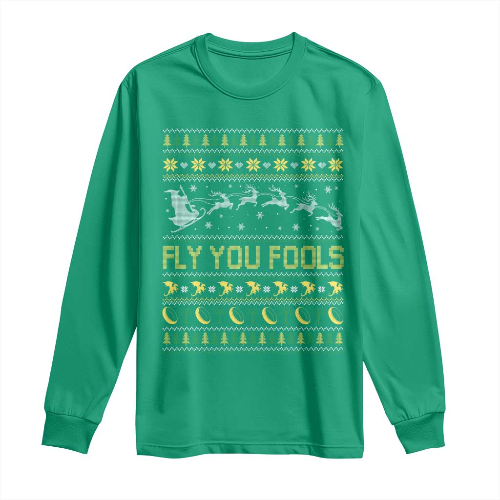 Funny Fly You Fools Christmas Long Sleeve Shirt Fantasy Movie Xmas Wizard Santa TS11 Irish Green Print Your Wear