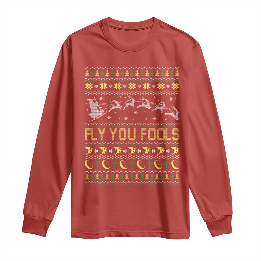 Funny Fly You Fools Christmas Long Sleeve Shirt Fantasy Movie Xmas Wizard Santa TS11 Red Print Your Wear