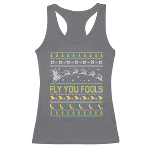 Funny Fly You Fools Christmas Racerback Tank Top Fantasy Movie Xmas Wizard Santa TS11 Charcoal Print Your Wear