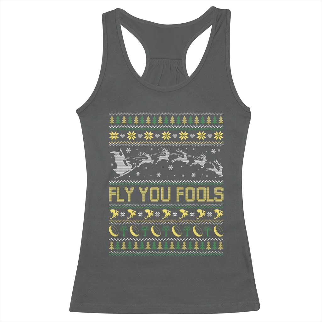Funny Fly You Fools Christmas Racerback Tank Top Fantasy Movie Xmas Wizard Santa TS11 Dark Heather Print Your Wear