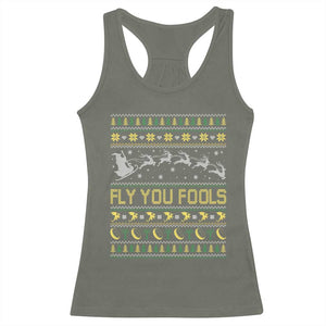 Funny Fly You Fools Christmas Racerback Tank Top Fantasy Movie Xmas Wizard Santa TS11 Military Green Print Your Wear