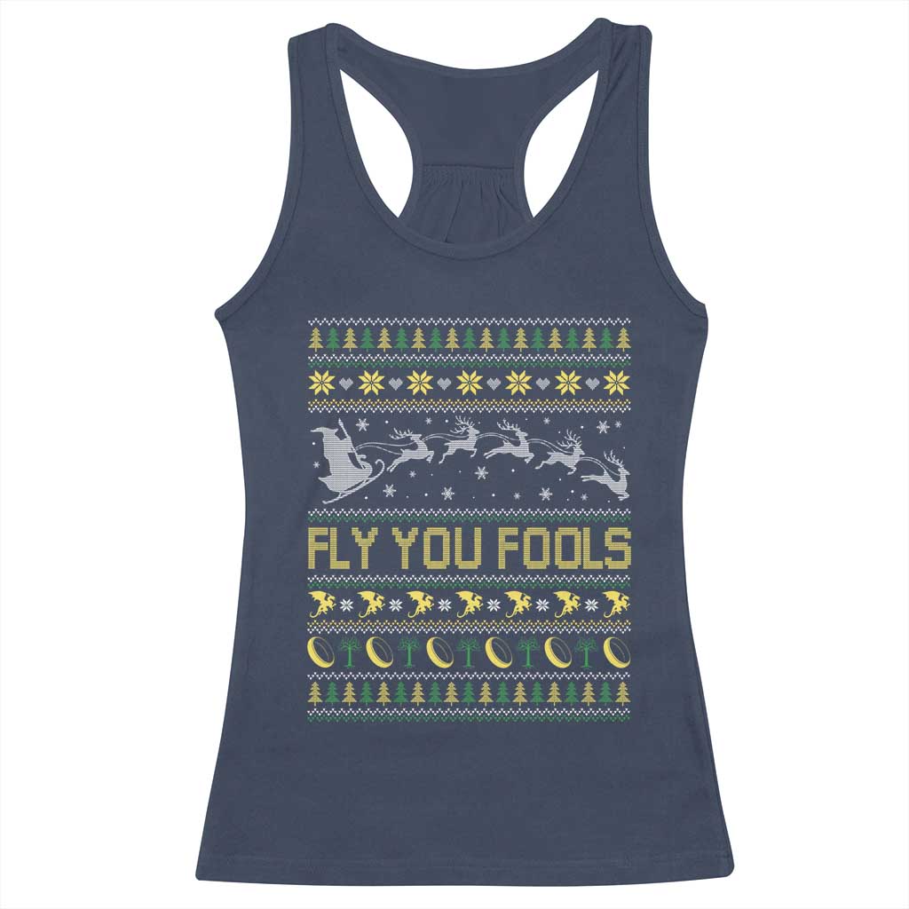 Funny Fly You Fools Christmas Racerback Tank Top Fantasy Movie Xmas Wizard Santa TS11 Navy Print Your Wear