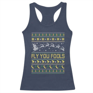 Funny Fly You Fools Christmas Racerback Tank Top Fantasy Movie Xmas Wizard Santa TS11 Navy Print Your Wear
