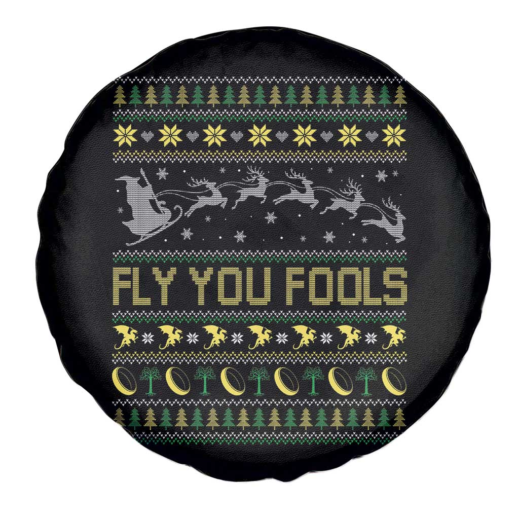 Funny Fly You Fools Christmas Spare Tire Cover Fantasy Movie Xmas Wizard Santa TS11 Print Your Wear