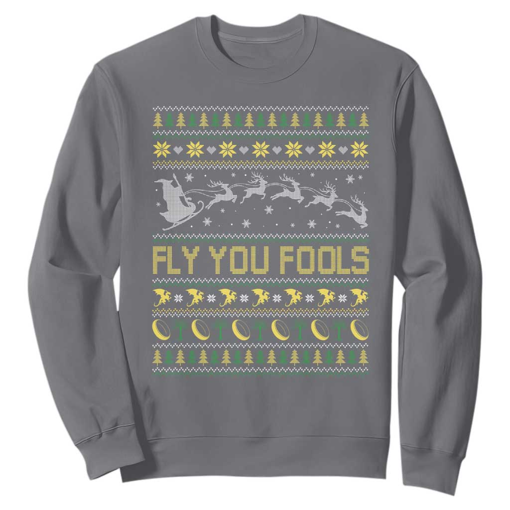 Funny Fly You Fools Christmas Sweatshirt Fantasy Movie Xmas Wizard Santa TS11 Charcoal Print Your Wear