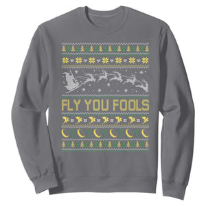Funny Fly You Fools Christmas Sweatshirt Fantasy Movie Xmas Wizard Santa TS11 Charcoal Print Your Wear