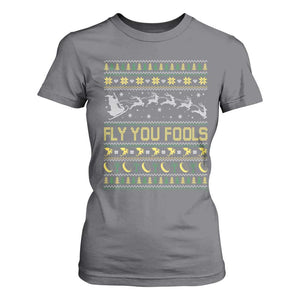 Funny Fly You Fools Christmas T Shirt For Women Fantasy Movie Xmas Wizard Santa TS11 Charcoal Print Your Wear