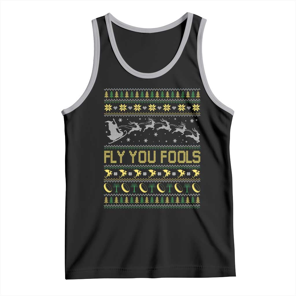 Funny Fly You Fools Christmas Tank Top Fantasy Movie Xmas Wizard Santa TS11 Black Athletic Heather Print Your Wear