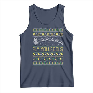Funny Fly You Fools Christmas Tank Top Fantasy Movie Xmas Wizard Santa TS11 Navy Print Your Wear