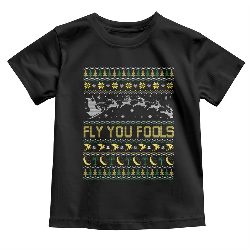 Funny Fly You Fools Christmas Toddler T Shirt Fantasy Movie Xmas Wizard Santa TS11 Black Print Your Wear